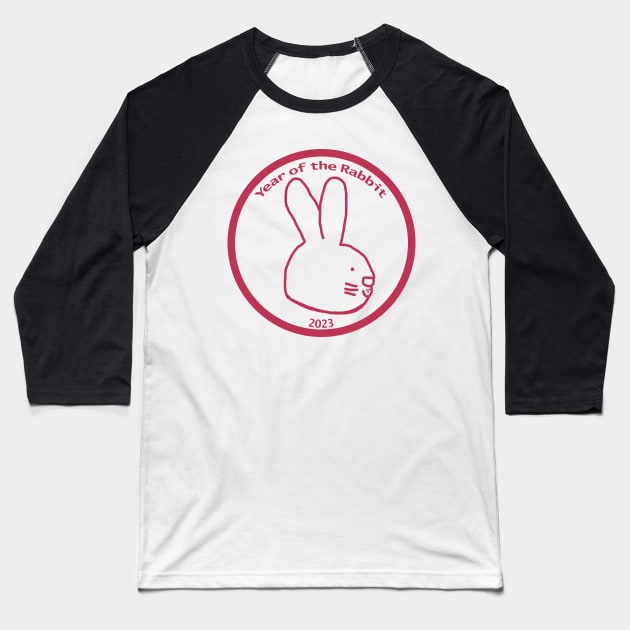 Viva Magenta 2023 Year of the Rabbit Baseball T-Shirt by ellenhenryart